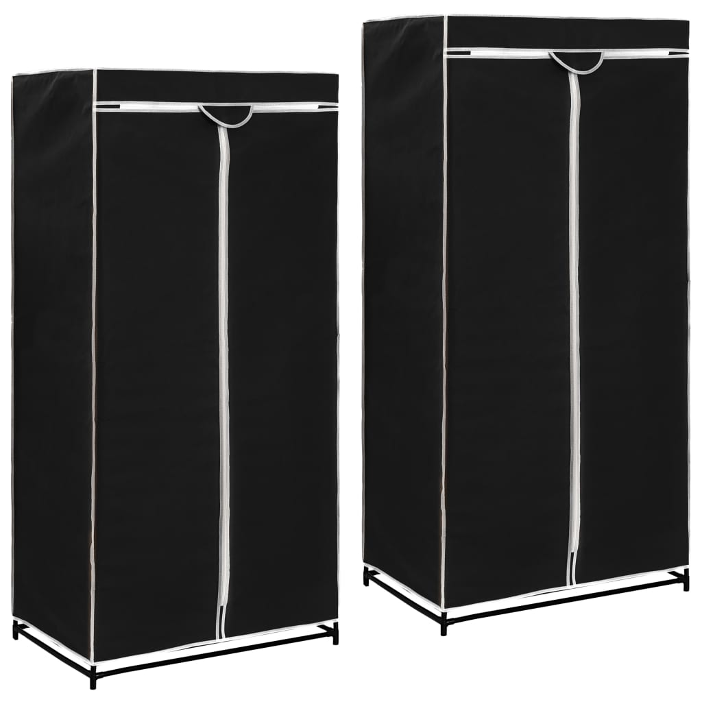 Wardrobes 2 pcs Black 75x50x160 cm