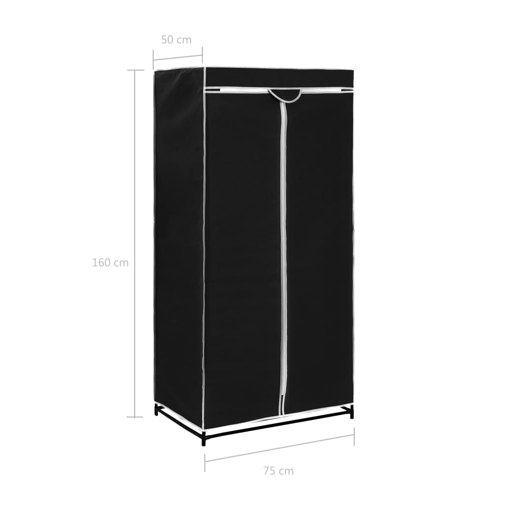 Wardrobes 2 pcs Black 75x50x160 cm