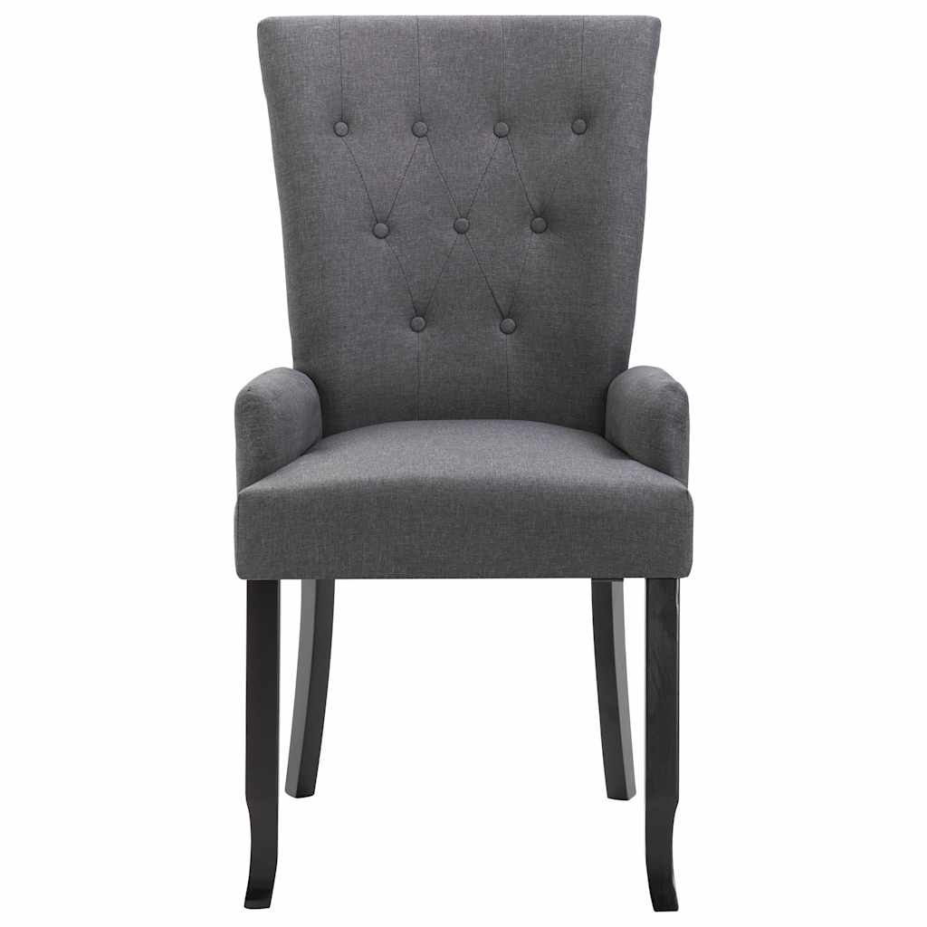 Dining Chair with Armrests Dark Grey Fabric