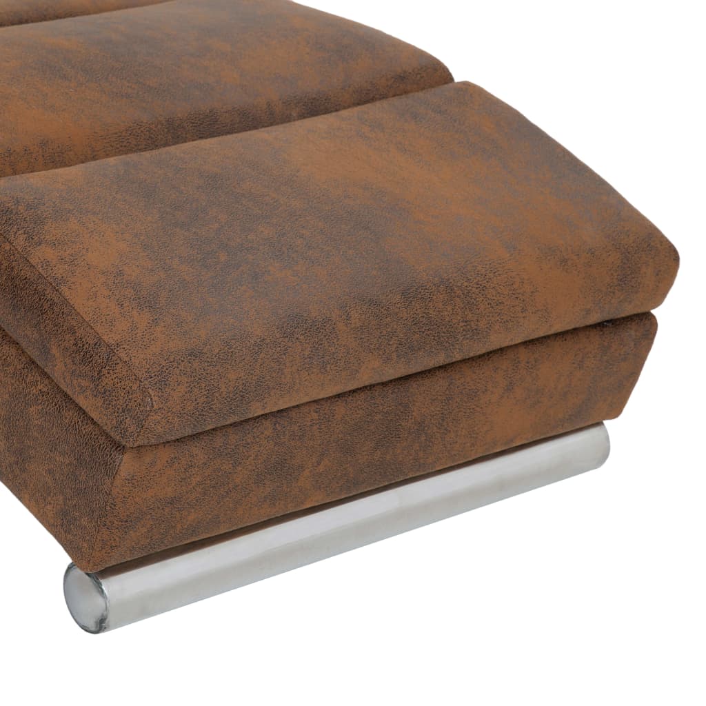 Chaise Longue Brown Faux Suede Leather