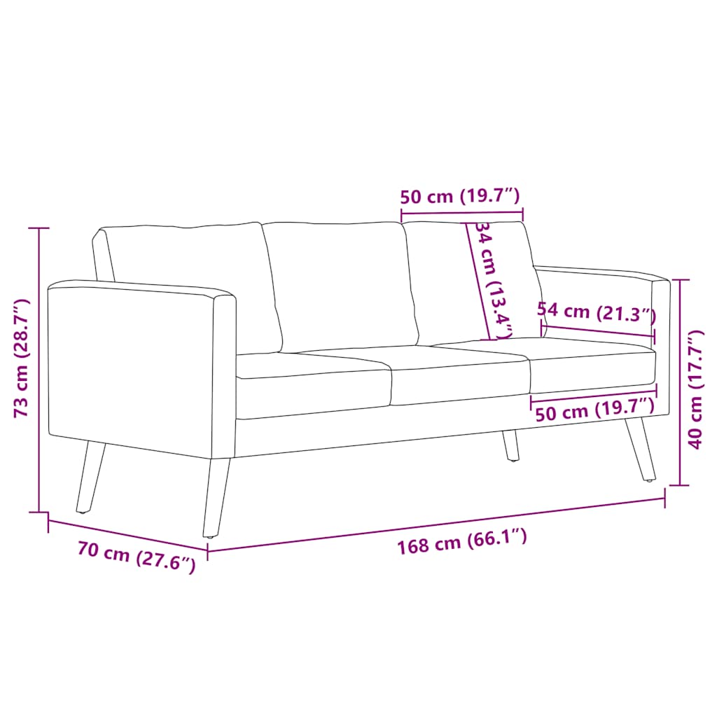 3-Seater Sofa Fabric Black
