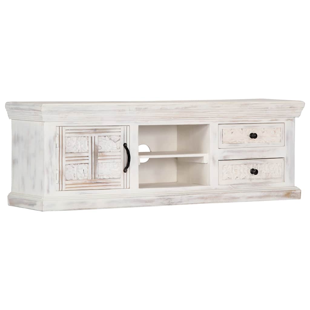 TV Cabinet White 120x30x40 cm Solid Mango Wood