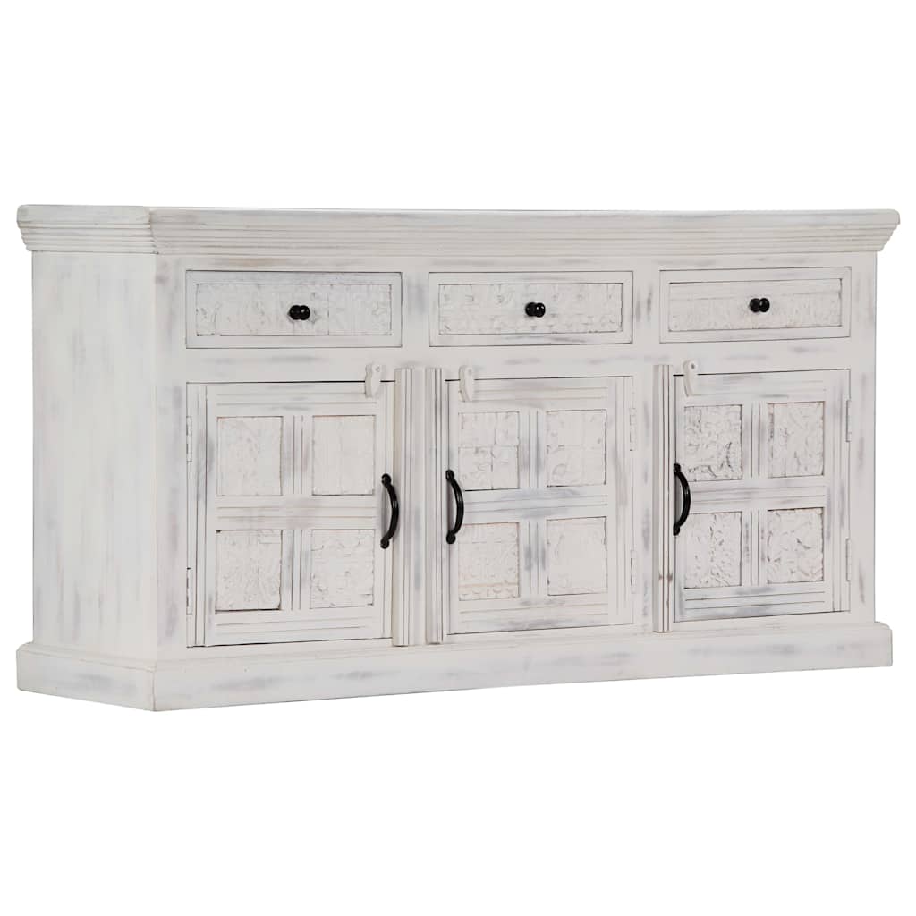 Sideboard White 140x40x74 cm Solid Mango Wood