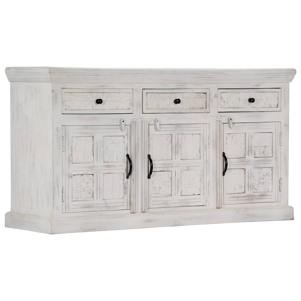 Sideboard White 140x40x74 cm Solid Mango Wood