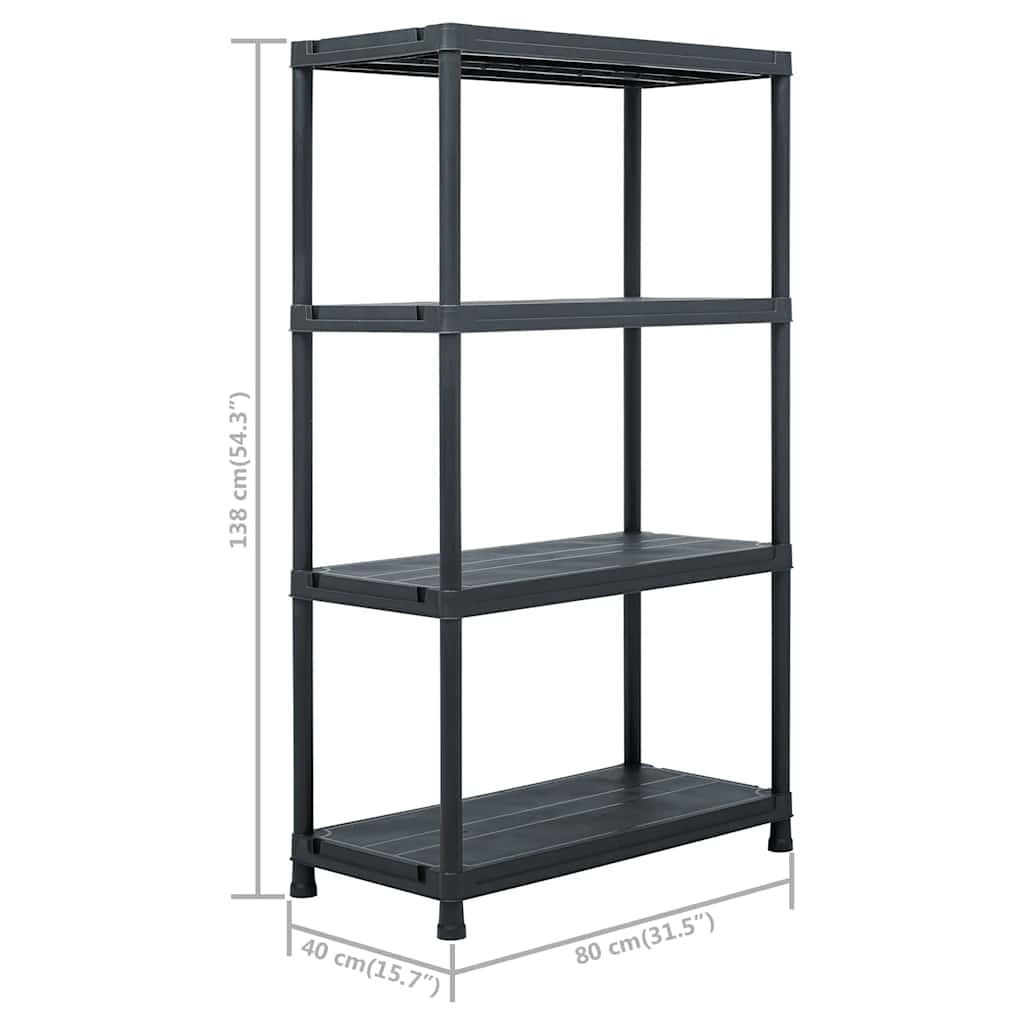 Storage Shelf Racks 2 pcs Black 200 kg 80x40x138 cm Plastic