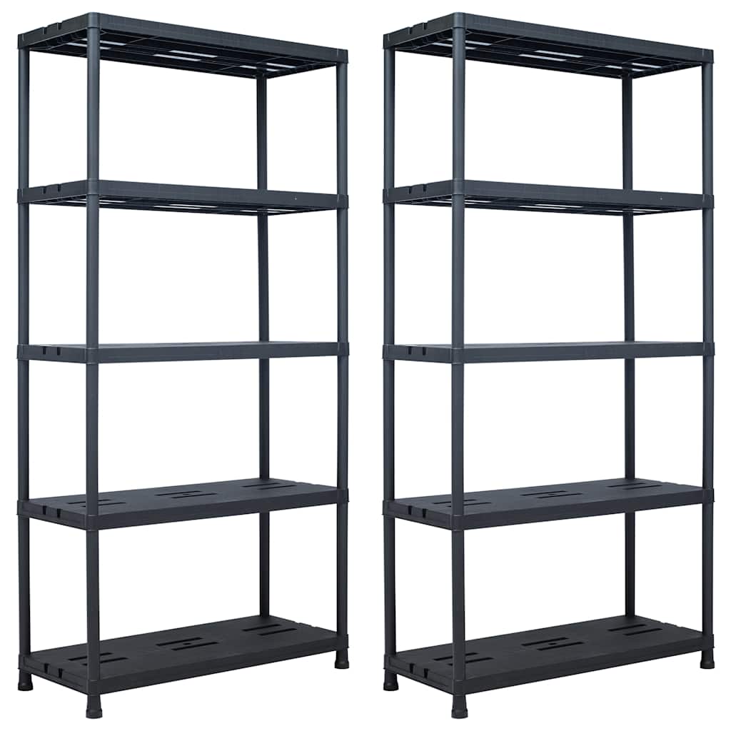 Storage Shelf Racks 2 pcs Black 260 kg 90x40x180 cm Plastic