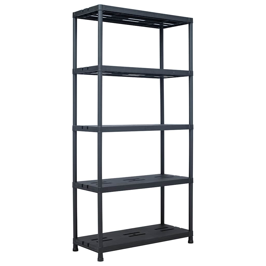 Storage Shelf Racks 2 pcs Black 260 kg 90x40x180 cm Plastic
