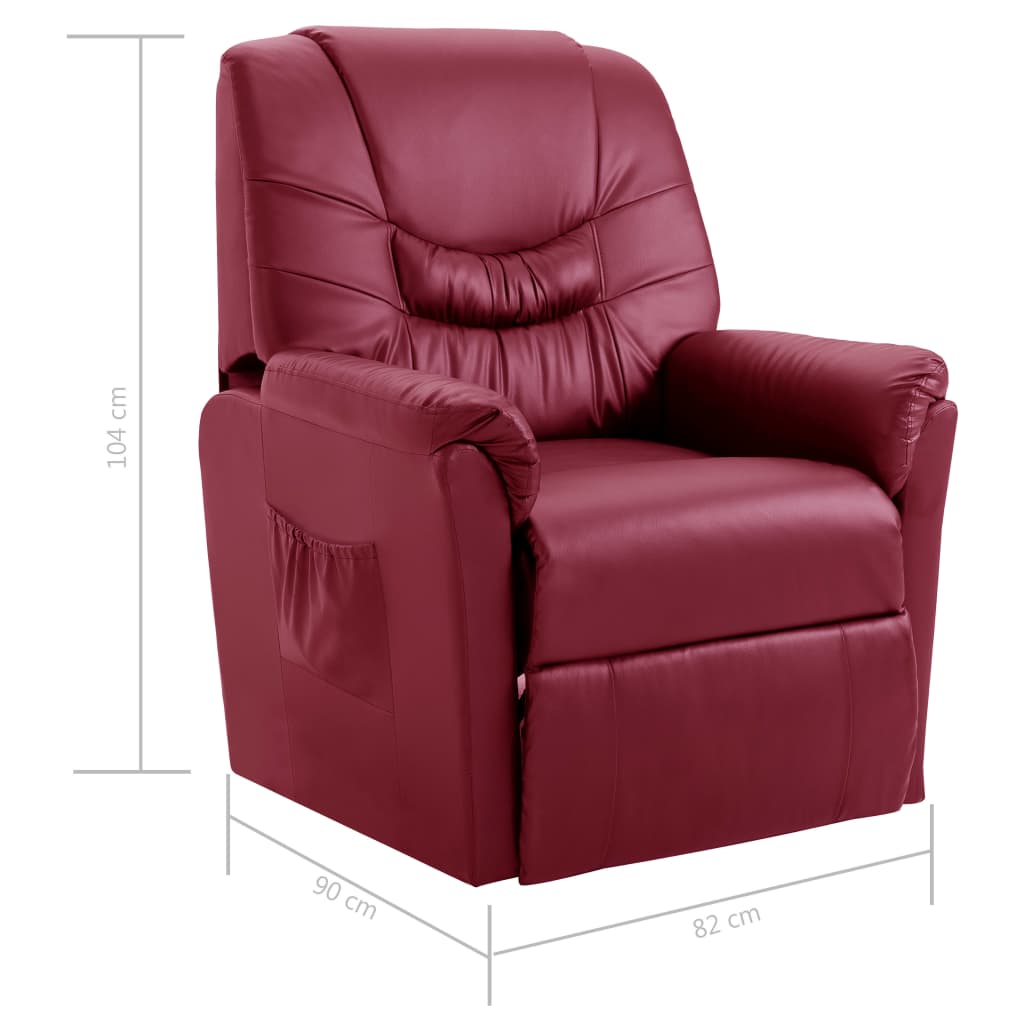 Reclining Chair Wine Red Faux Leather