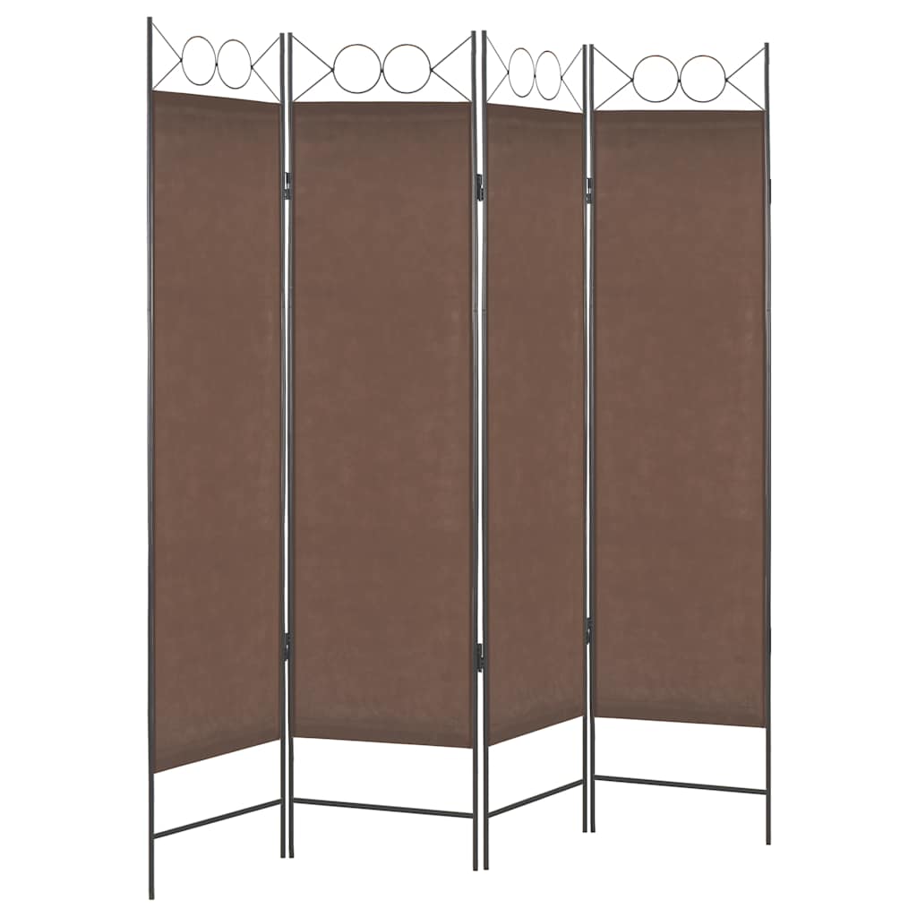 4-Panel Room Divider Brown 160x180 cm