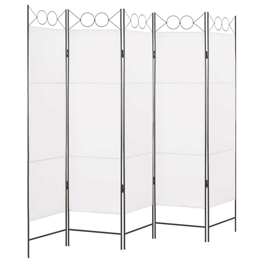 5-Panel Room Divider White 200x180 cm