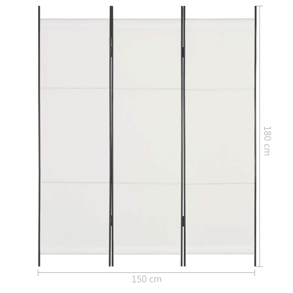3-Panel Room Divider White 150x180 cm