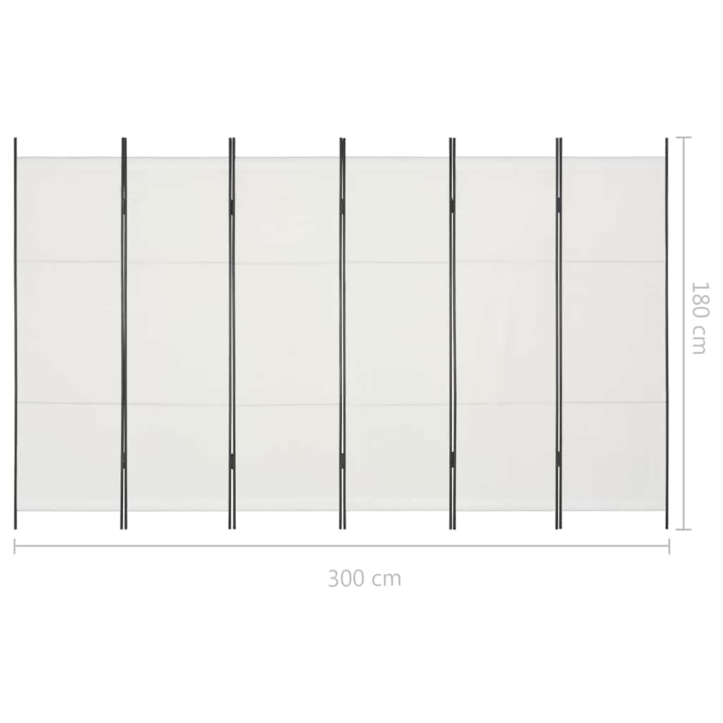 6-Panel Room Divider White 300x180 cm