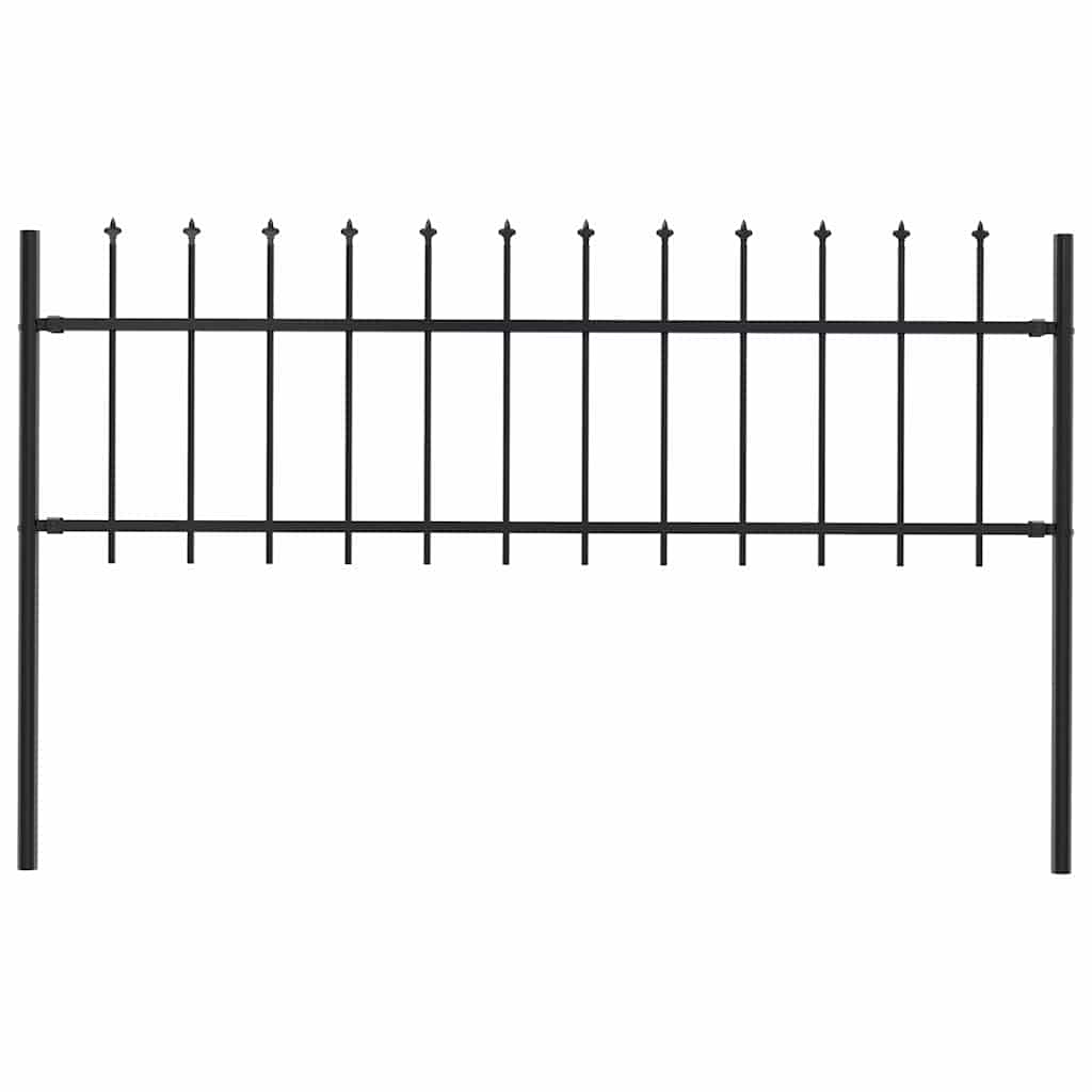 Garden Fence with Spear Top Steel 1.8 m Black