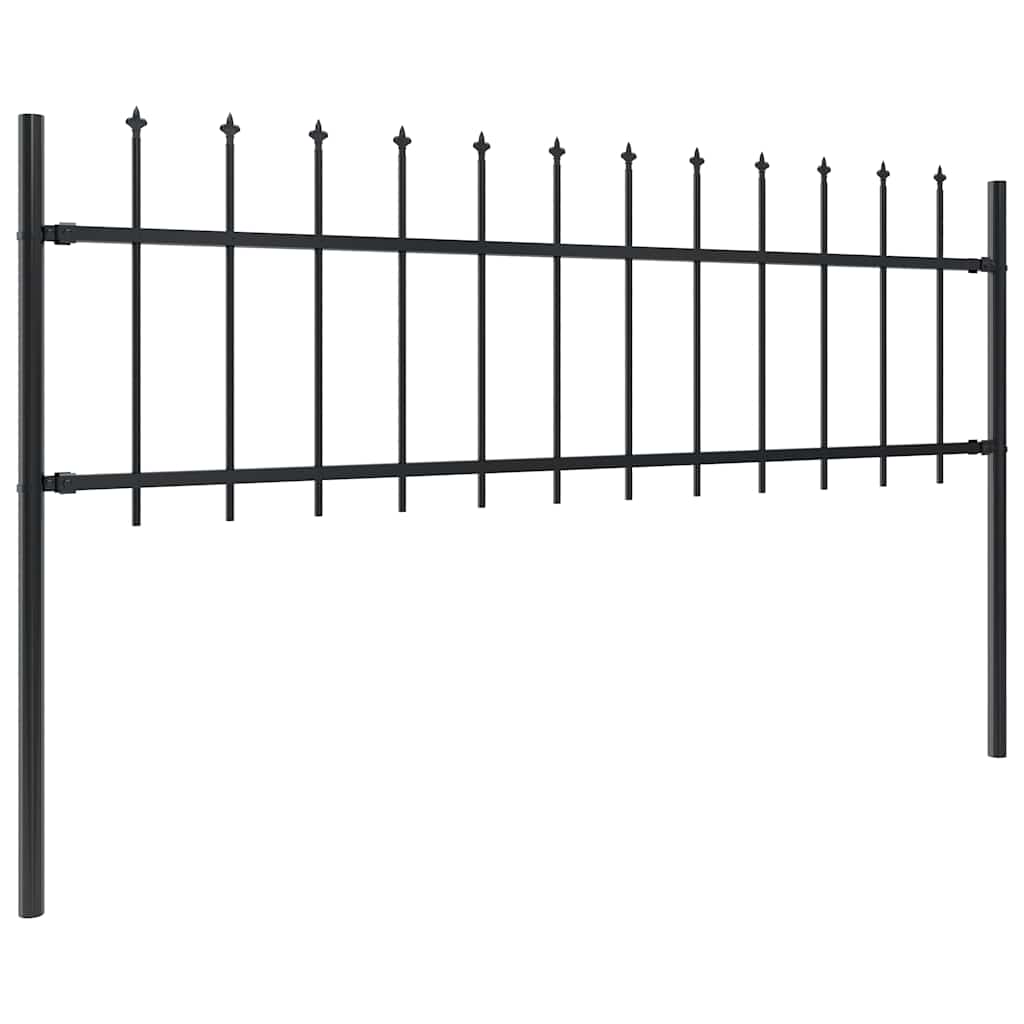 Garden Fence "Woerden" with Spear Top Steel 170x60 cm Black