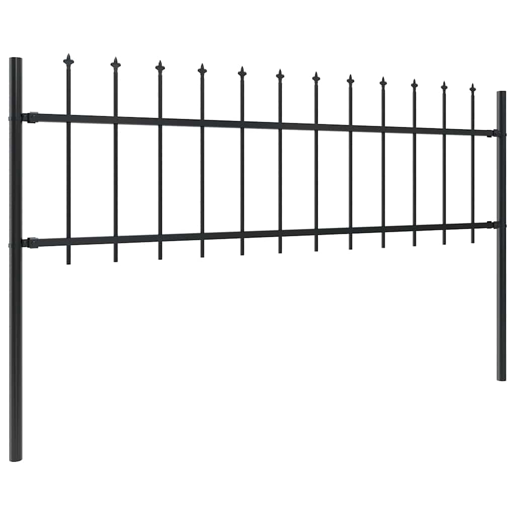 Garden Fence with Spear Top Steel 1.8 m Black