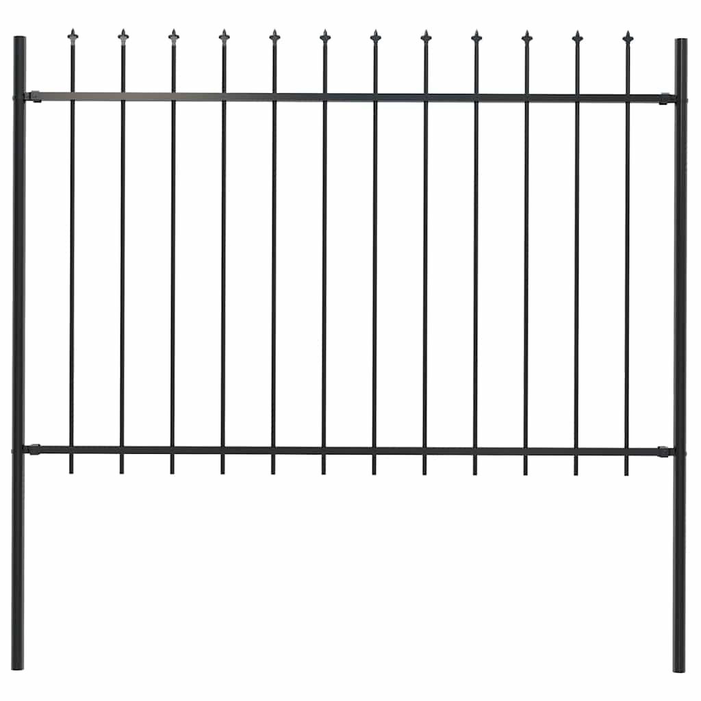 Garden Fence with Spear Top Steel 181x120 cm Black