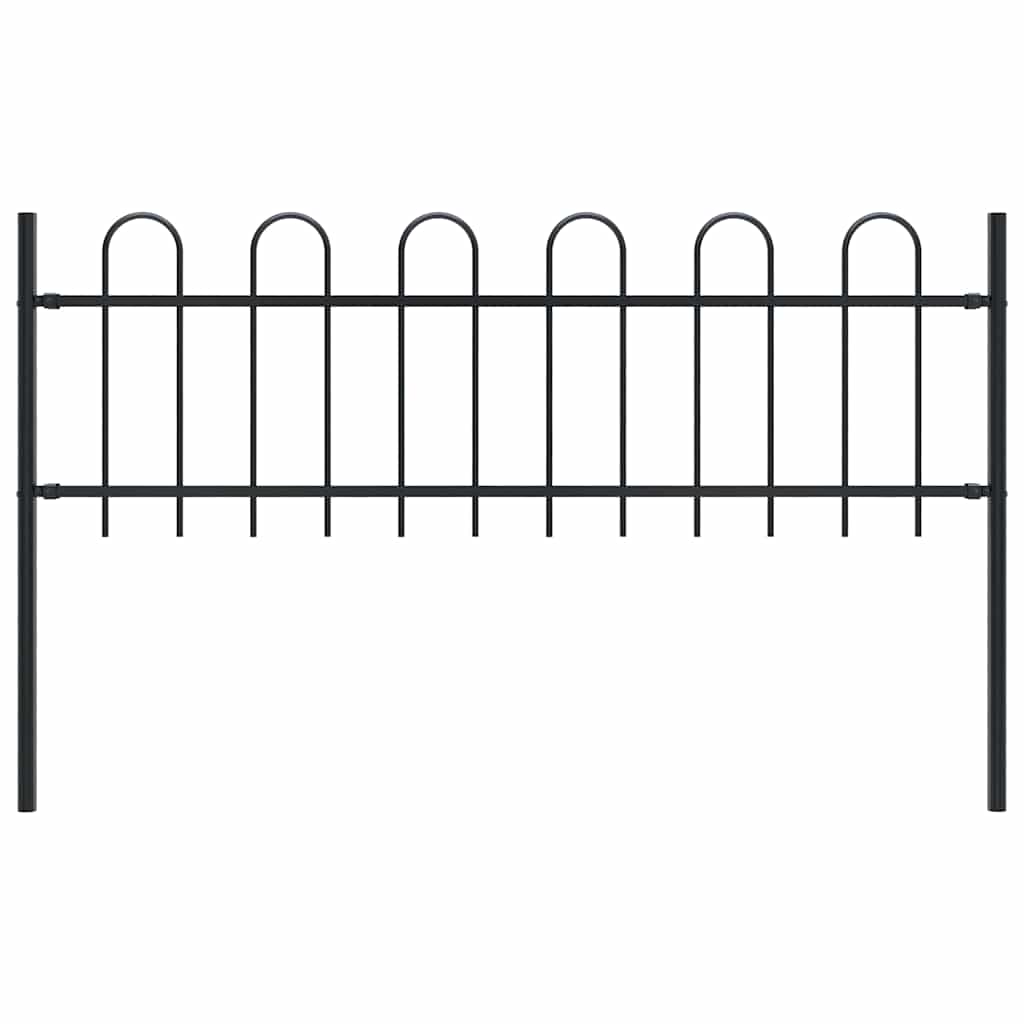 Garden Fence "Boxtel" with Hoop Top Steel 170x60 cm Black
