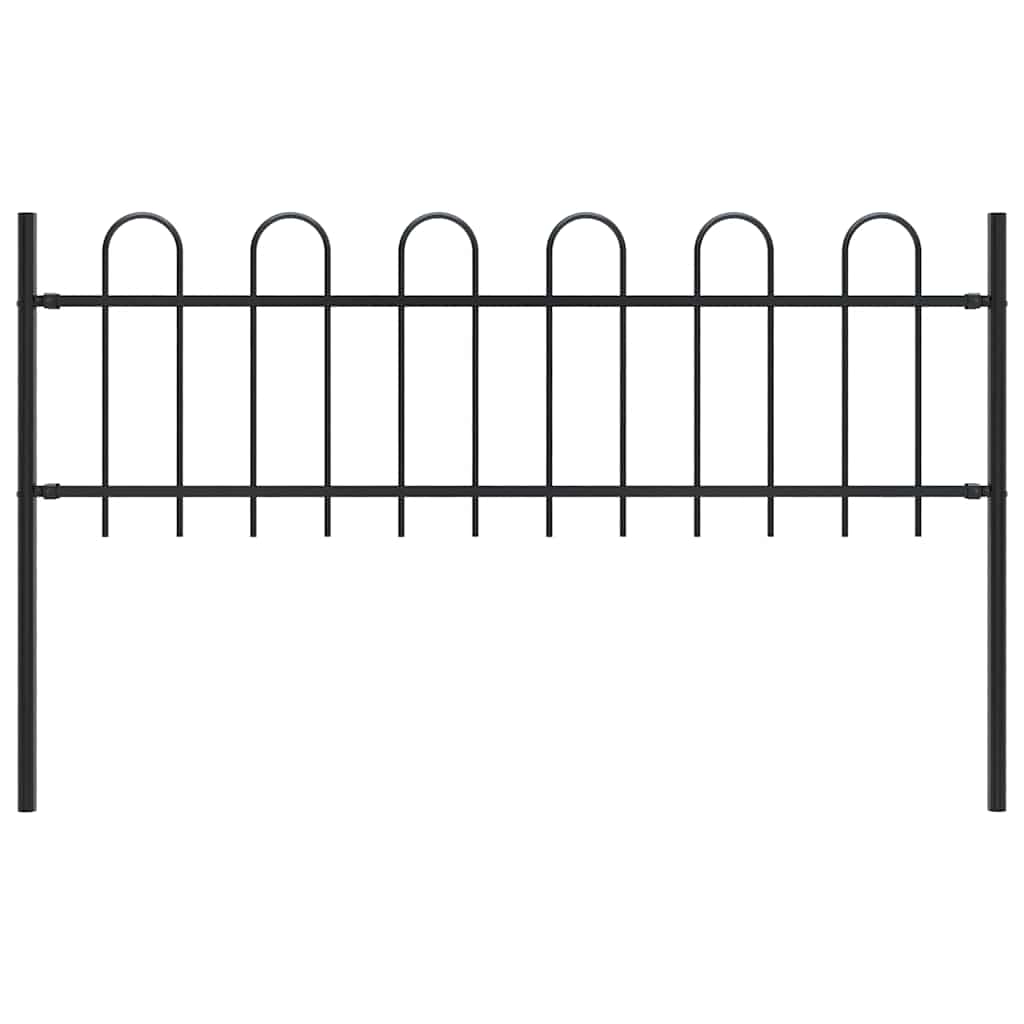 Garden Fence with Hoop Top Steel 1.8 m Black