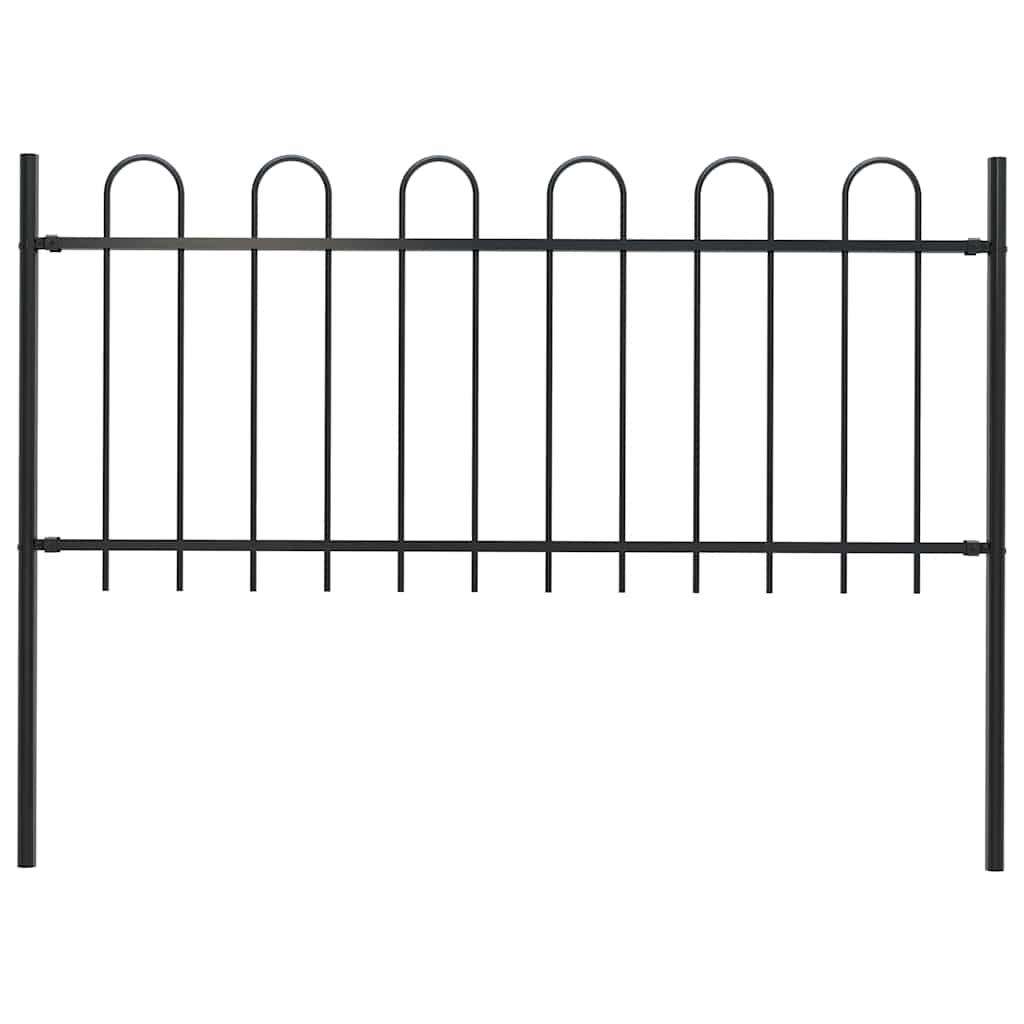 Garden Fence "Boxtel" with Hoop Top Steel 170x80 cm Black