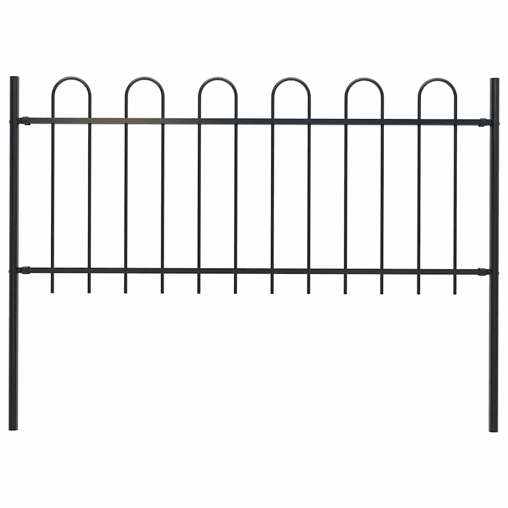 Garden Fence Boxtel with Hoop Top Steel 181x100 cm Black