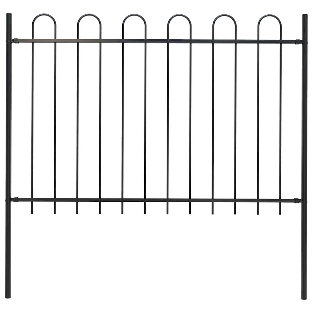 Garden Fence "Boxtel" with Hoop Top Steel 170x120 cm Black