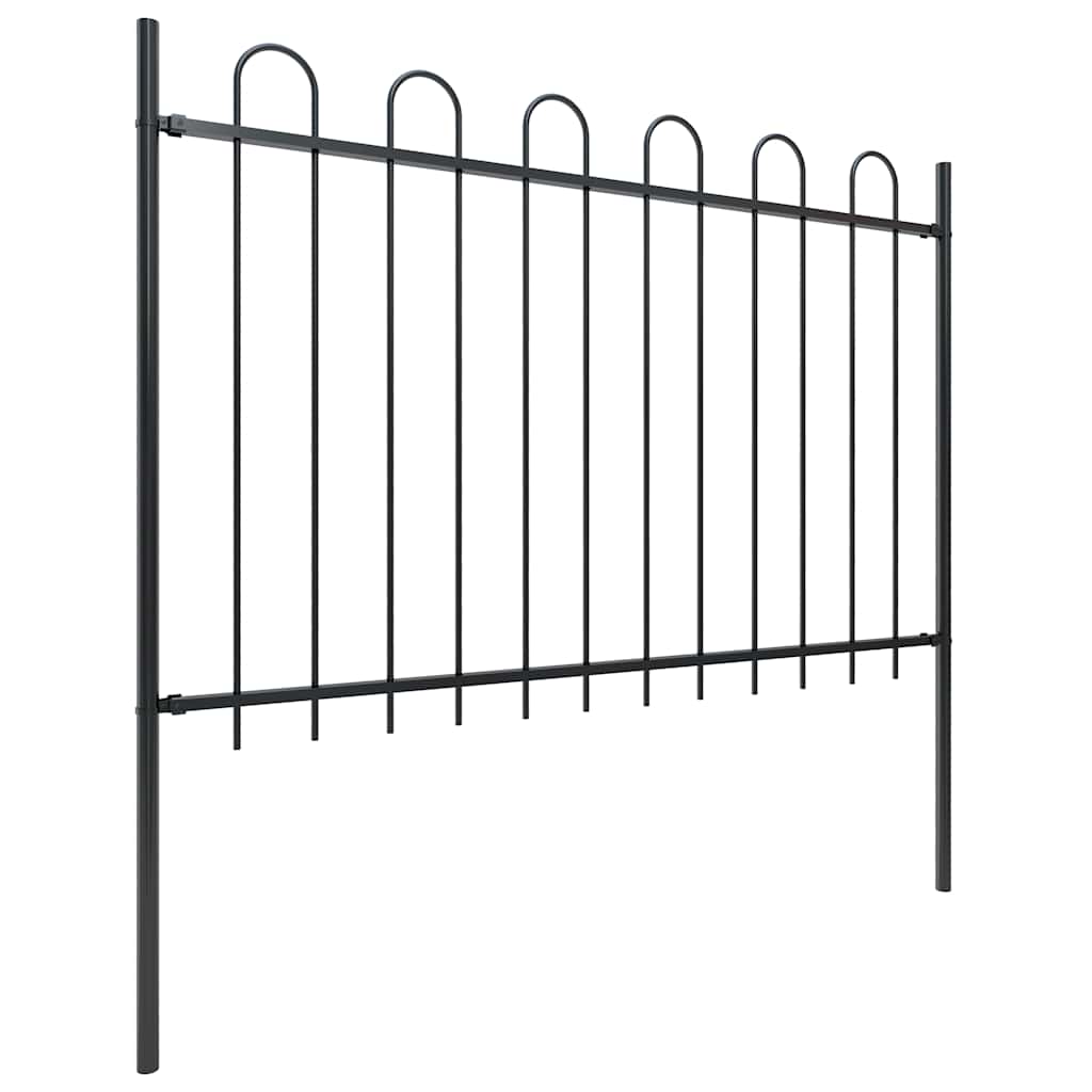 Garden Fence "Boxtel" with Hoop Top Steel 170x120 cm Black
