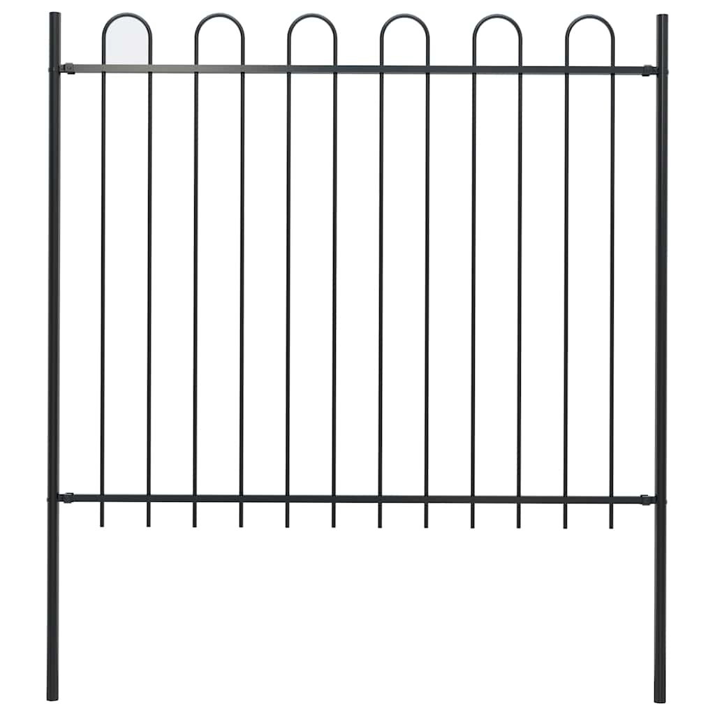 Garden Fence with Hoop Top Steel 181x150 cm Black