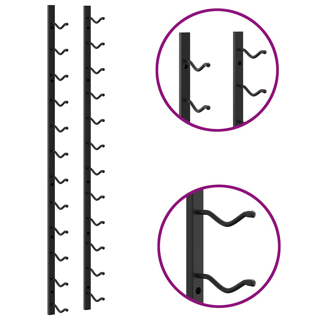 Wall Mounted Wine Racks for 12 Bottles 2 pcs Black Iron