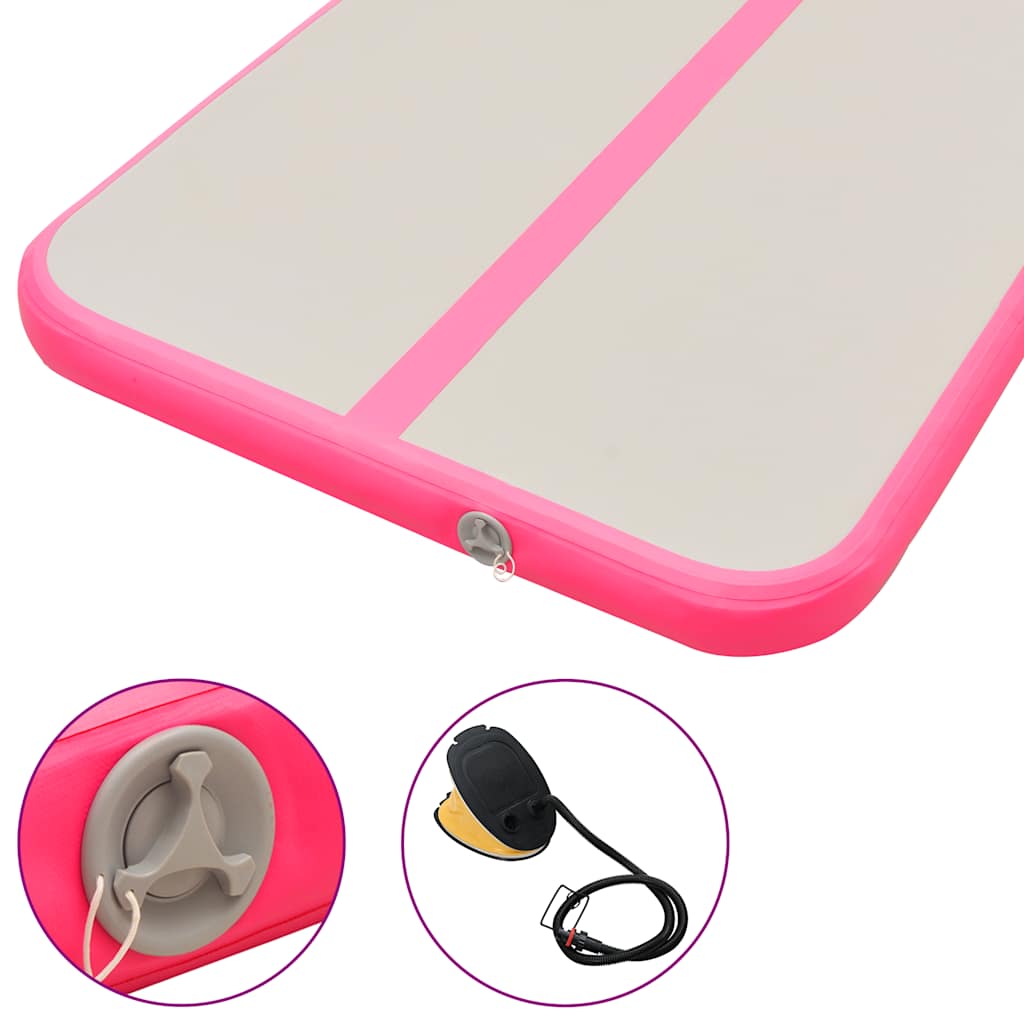 Inflatable Gymnastics Mat with Pump 300x100x10 cm PVC Pink