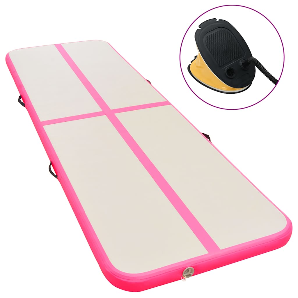 Inflatable Gymnastics Mat with Pump 600x100x10 cm PVC Pink