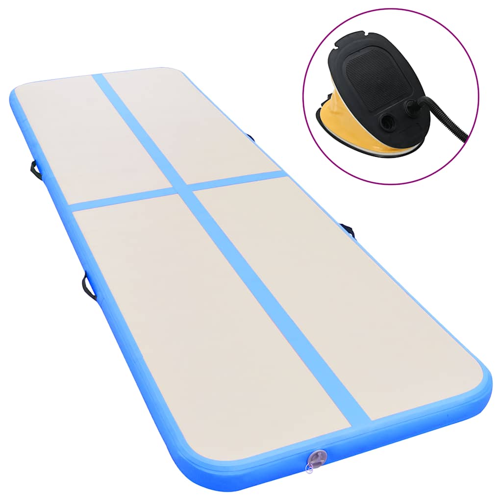 Inflatable Gymnastics Mat with Pump 600x100x10 cm PVC Blue