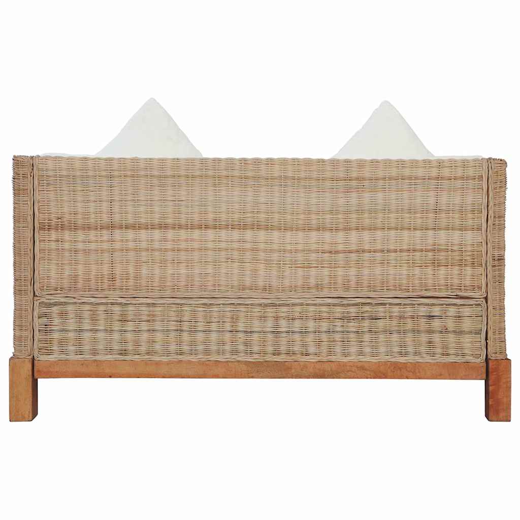 2-Seater Sofa with Cushions Natural Rattan