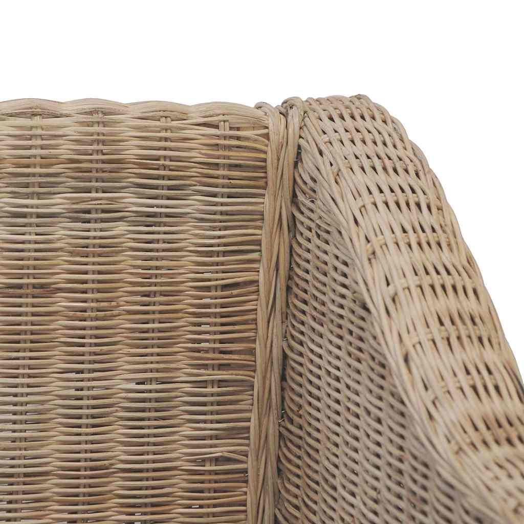 2-Seater Sofa with Cushions Natural Rattan