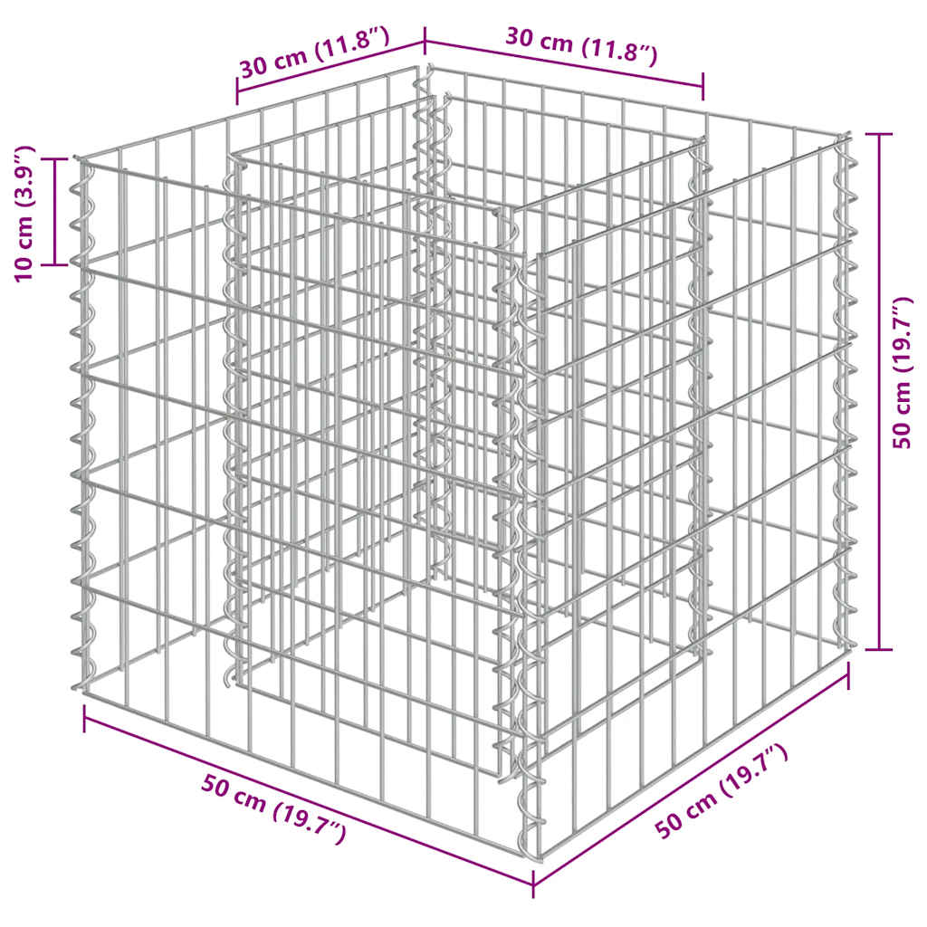 Gabion Raised Bed Galvanised Steel 50x50x50 cm