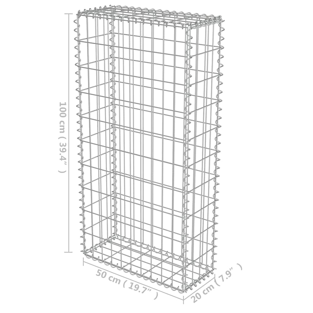Gabion Wall with Covers Galvanised Steel 50x20x100 cm