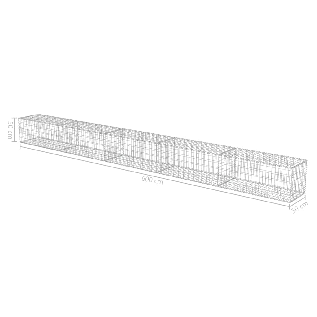 Gabion Wall with Covers Galvanised Steel 600x50x50 cm
