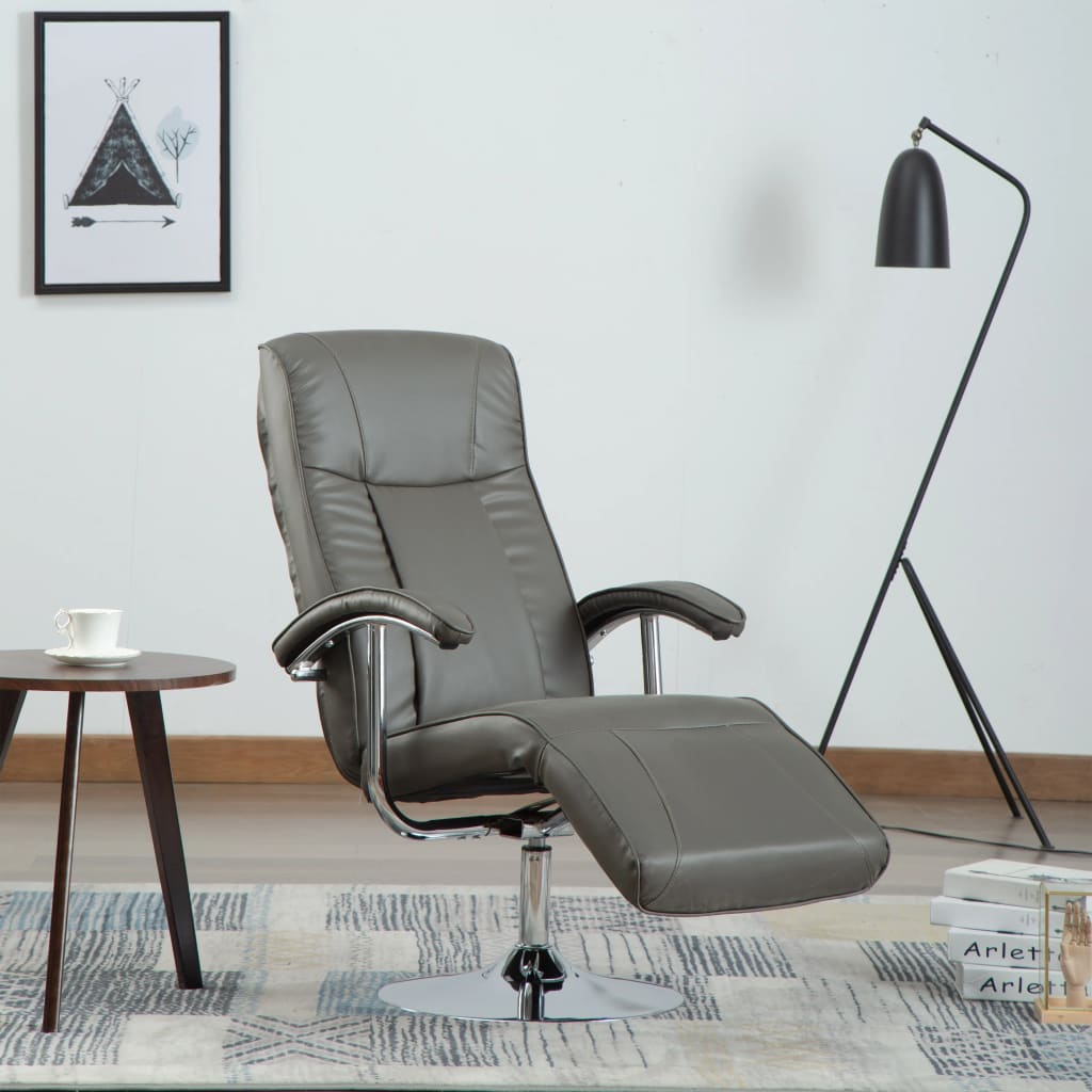 TV Armchair Grey Faux Leather