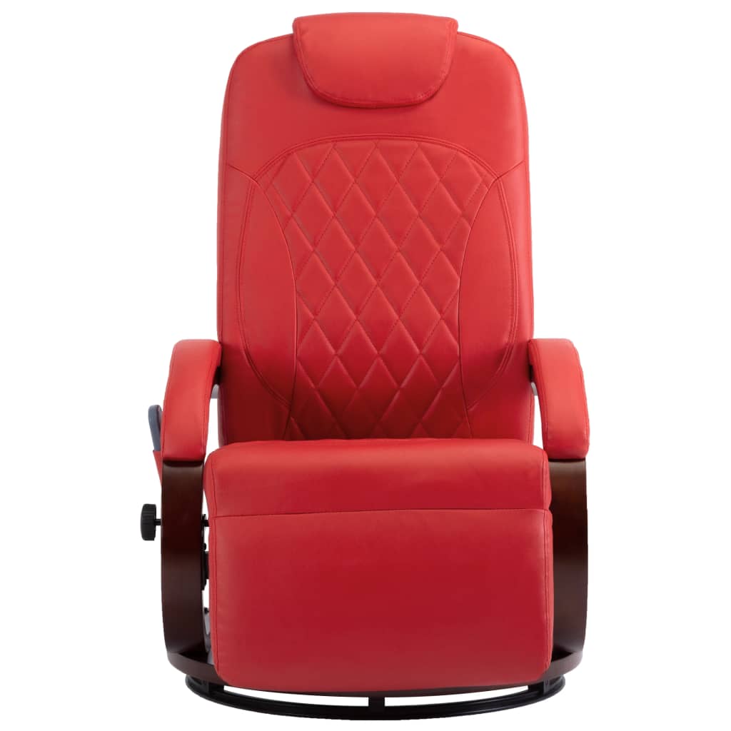 TV Massage Recliner Red Faux Leather