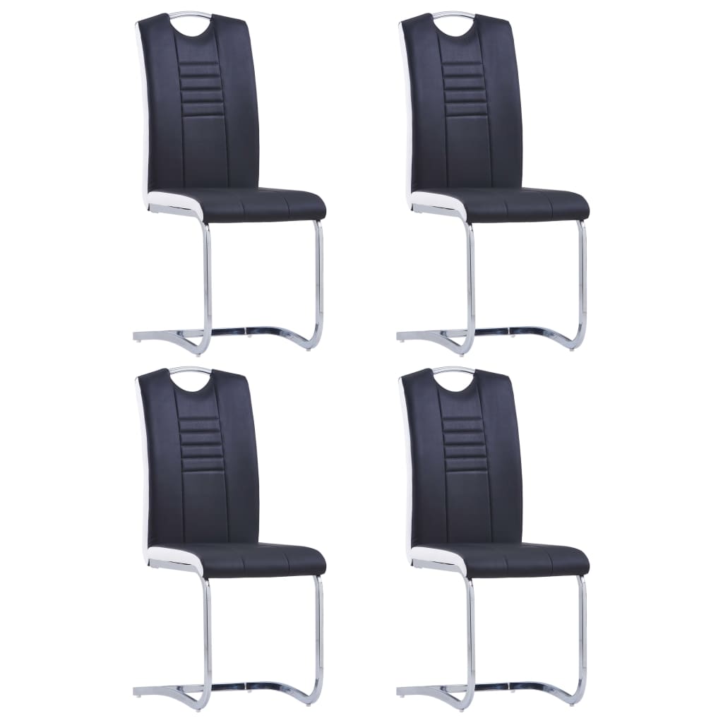 Cantilever Dining Chairs 4 pcs Black Faux Leather