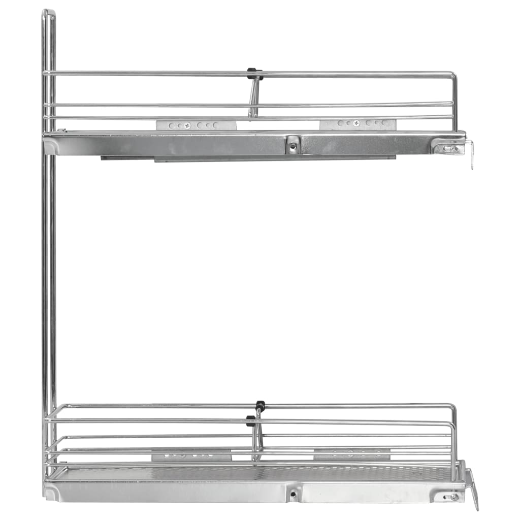 2-Tier Pull-out Kitchen Wire Basket Silver 47x15x54.5 cm