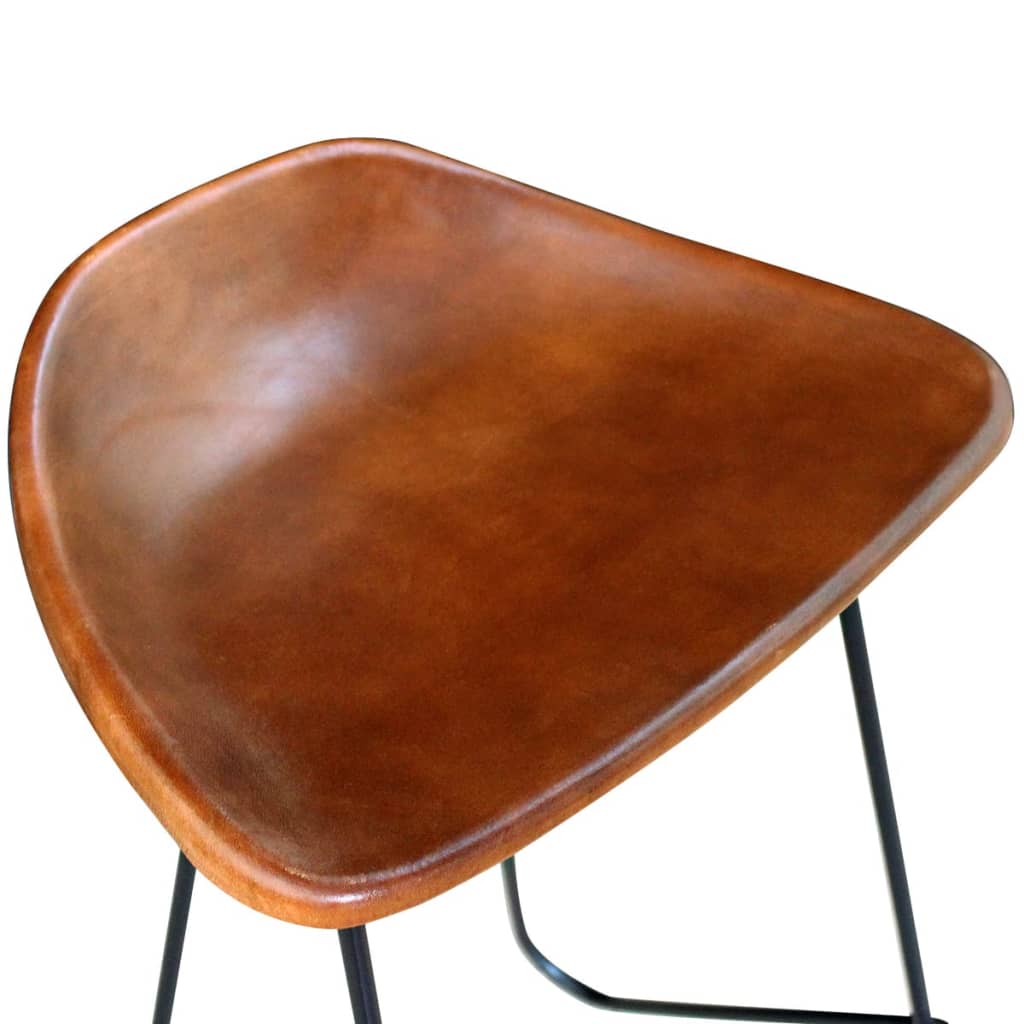Bar Stools 4 pcs Brown Real Leather