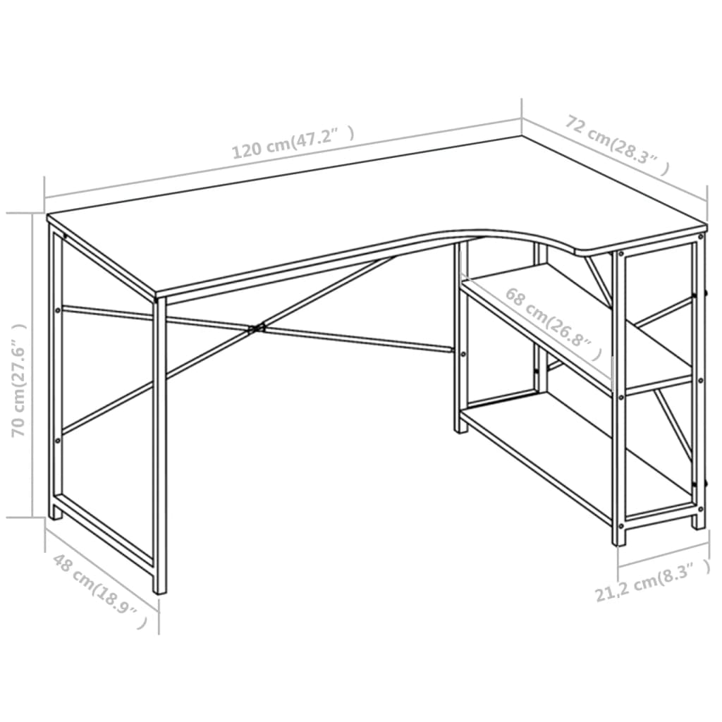 Computer Desk Black 120x72x70 cm