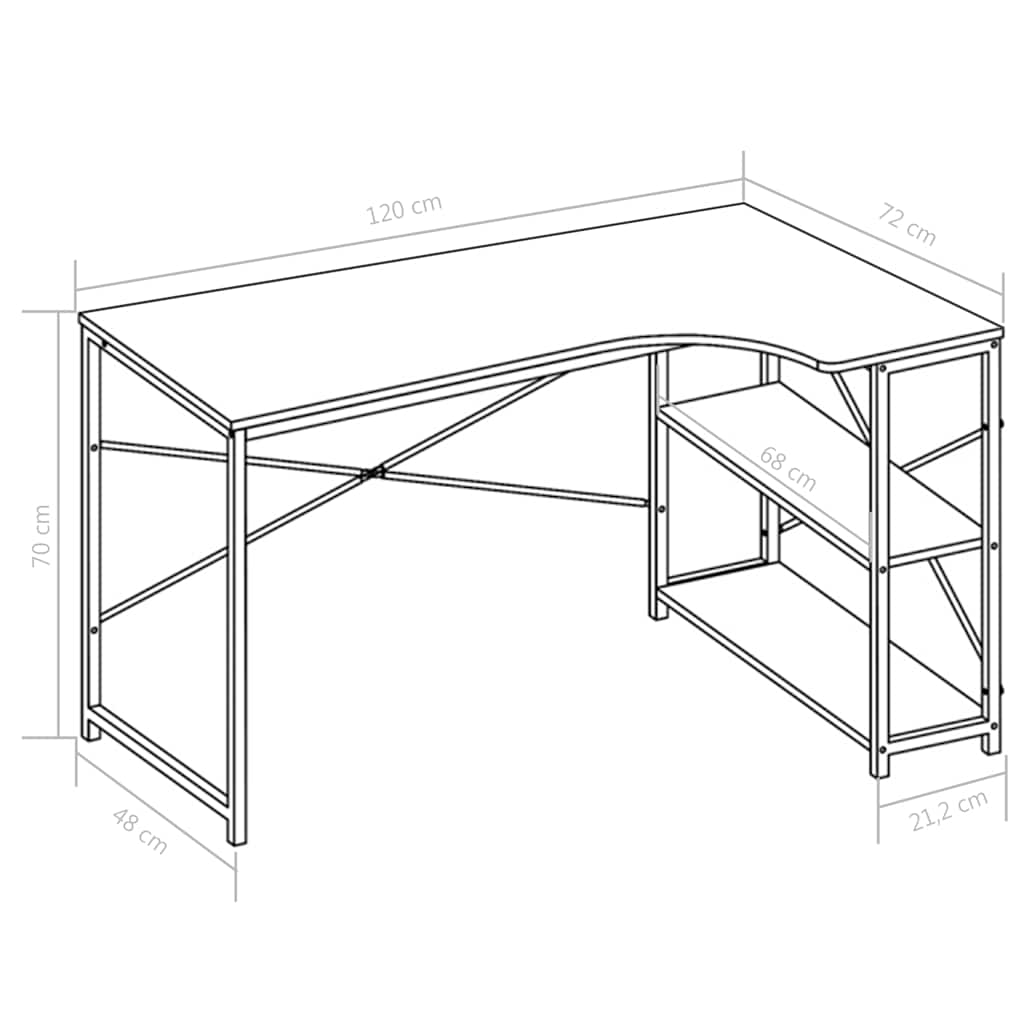 Computer Desk Black and Oak 120x72x70 cm