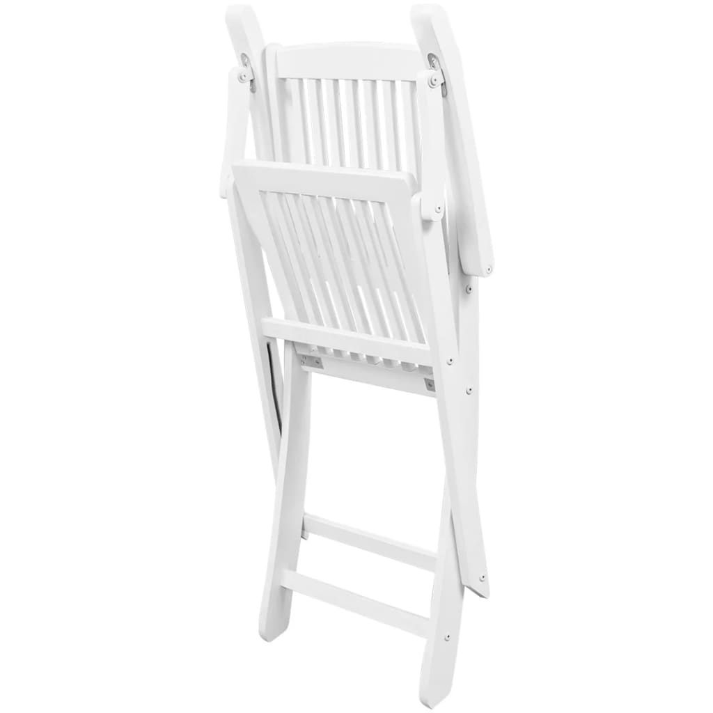 Folding Chairs 4 pcs White Solid Acacia Wood