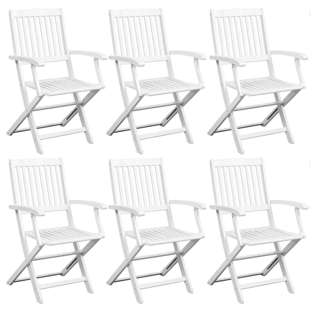 Folding Chairs 6 pcs White Solid Acacia Wood