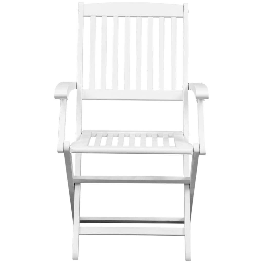 Folding Chairs 6 pcs White Solid Acacia Wood