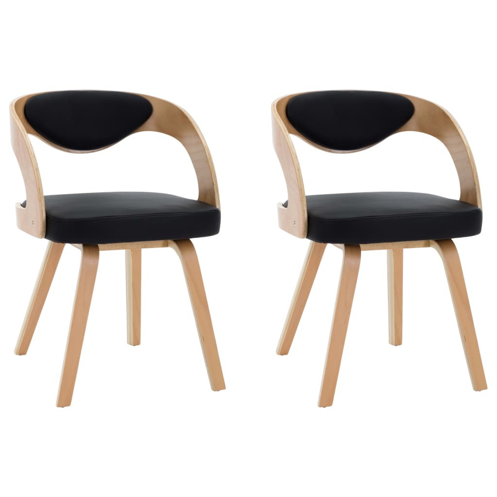 Dining Chairs 2 pcs Black Bent Wood and Faux Leather