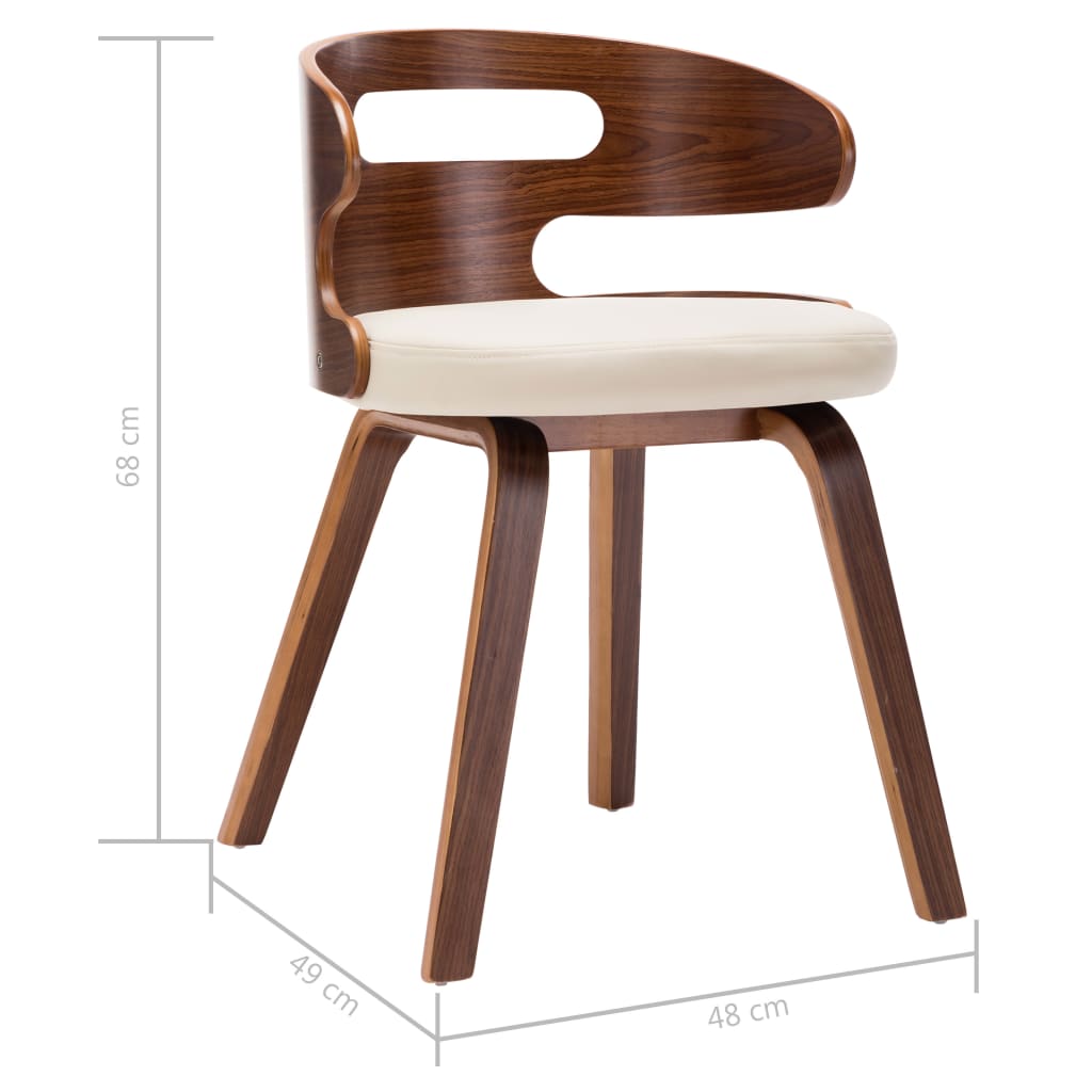 Dining Chairs 2 pcs Cream Bent Wood and Faux Leather