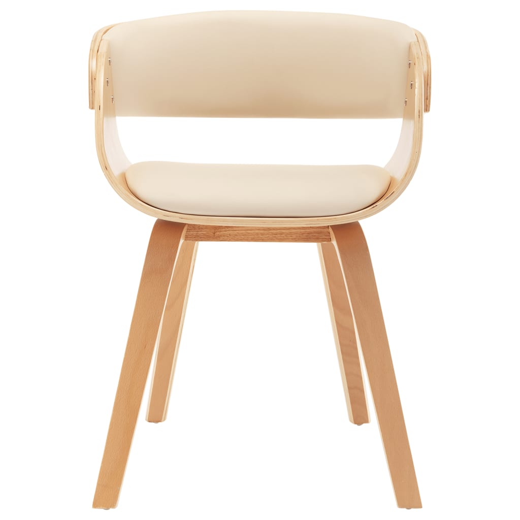 Dining Chair Cream Bent Wood and Faux Leather