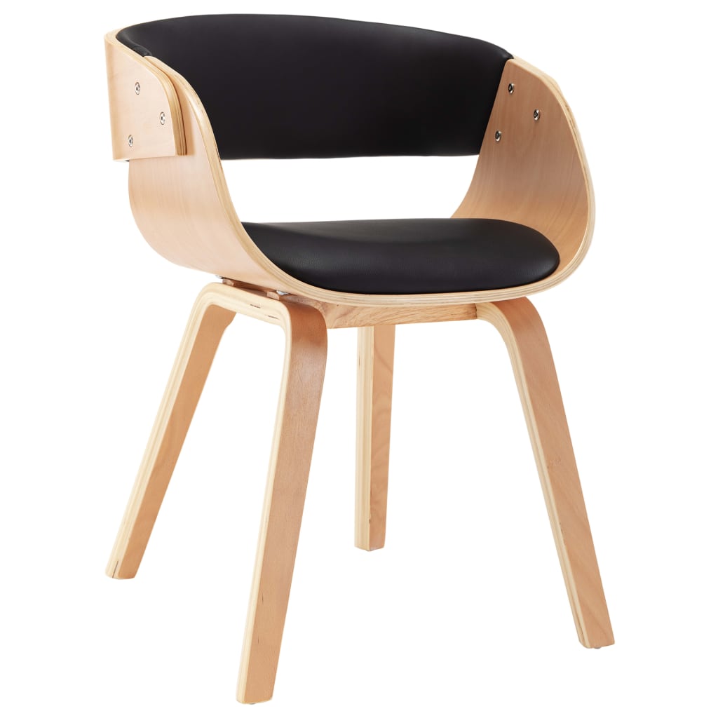 Dining Chair Black Bent Wood and Faux Leather